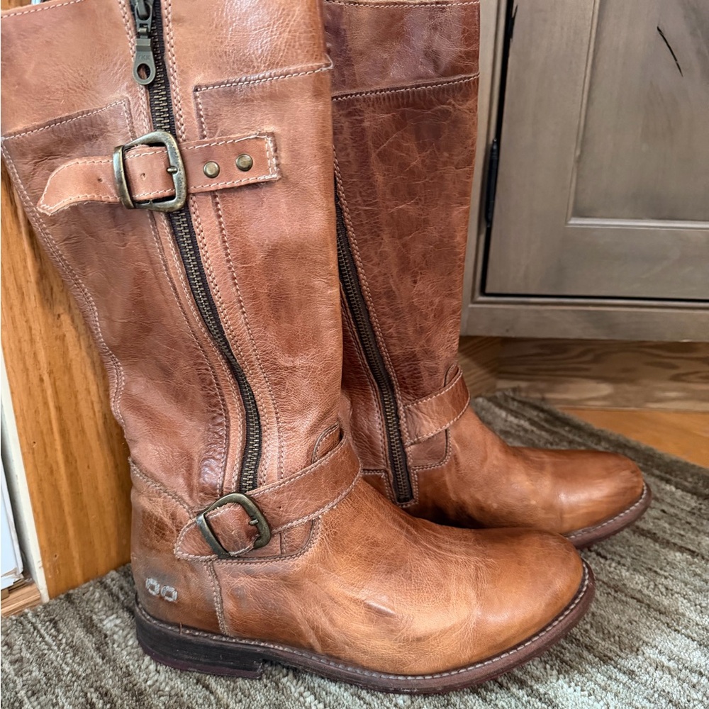 Bed Stu Leather GoGo Boots with Buckles and Zippers